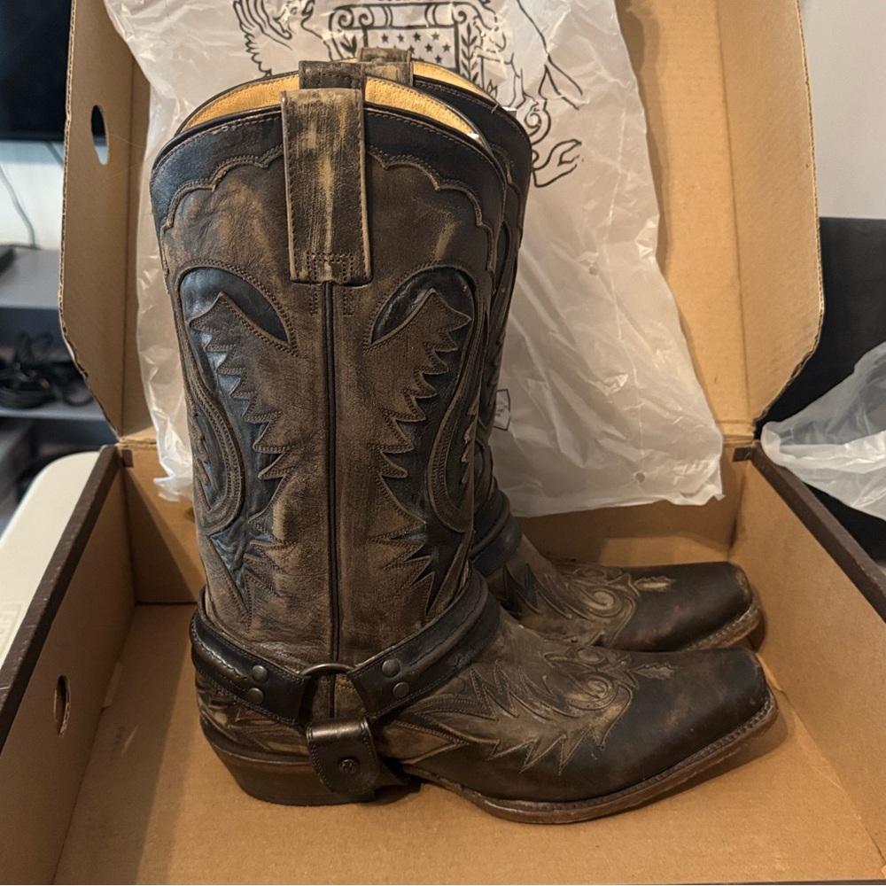 Men’s Stetson Outlaw Harness Square Toe Cowboy Boot SZ 11.5 D